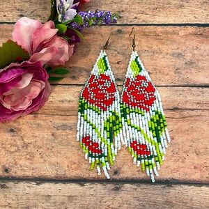 Rose beaded Earring